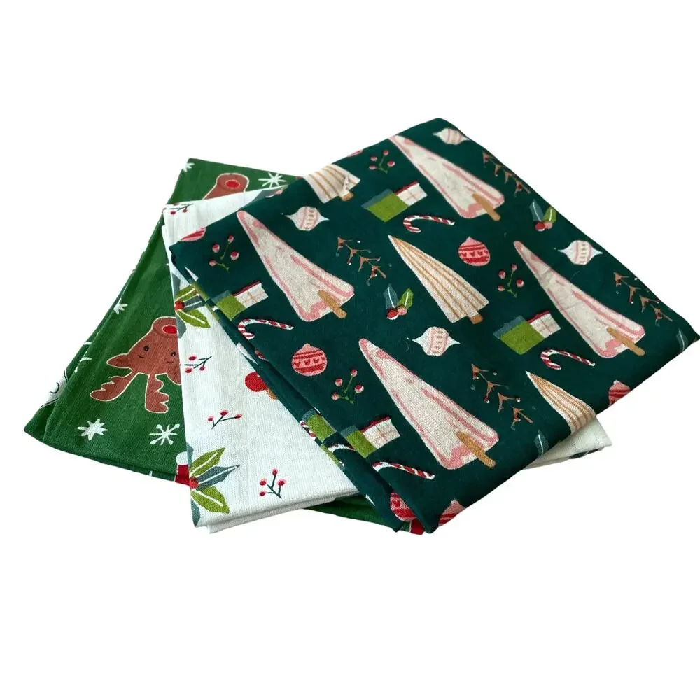 MAHOGANY Set of 3 Christmas Holiday Printed Flour Sack Kitchen Towels New